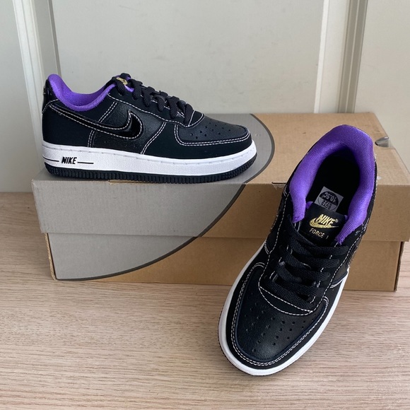 Nike Air Force 1 LV8 Black/Purple Toddler Sneakers- SZ 10.5 C - Picture 5 of 9